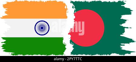 Bangladesch und Indien Grunge Flaggen Verbindung, Vektor Stock Vektor