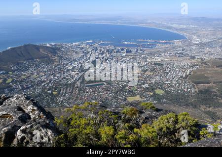 Blick auf Kapstadt vom Tafelberg auf Südafrika Stockfoto