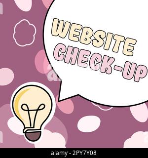 Konzeptionelle Darstellung Website-Check-up. Geschäftsübersicht eine Untersuchung einer Website, um zu sehen, ob etwas in Ordnung ist Stockfoto