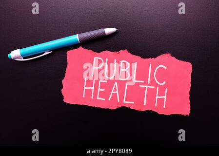 Konzeptunterschrift Public Health. Unternehmerischer Ansatz zur Förderung einer gesunden Lebensweise für die Gemeinschaft und ihre Menschen Stockfoto