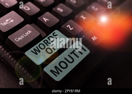 Begriffliche Beschriftungswörter des Mundes. Internet-Konzept eine einfache Aussage kann helfen, Verletzungen zu heilen oder jemandem Schaden zuzufügen Stockfoto