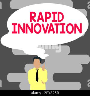 Textunterschrift für schnelle Innovationen. Wort, das auf einer Website geschrieben wird, die Suchmaschinenalgorithmen verwendet Stockfoto