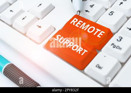 Schild mit Anzeige des Remote-Supports. Business Ideas helfen Endbenutzern, Computerprobleme und -Probleme Remote zu lösen Stockfoto