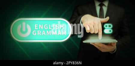 Konzeptionelle Anzeige englische Grammatik. Die Kurse zum Thema Internetkonzepte decken alle Ebenen der englischen Sprache und des Schreibens ab Stockfoto