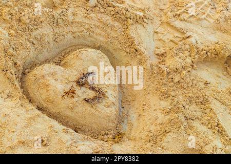 Im Herzen von Sand am Strand Playa del Carmen Mexiko. Stockfoto