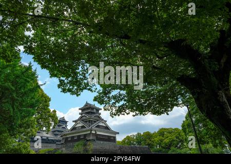 Kumamoto, Japan - 26. April 2023: Blick auf die Burg Kumamoto auf der Insel Kyushu in Japan. Stockfoto