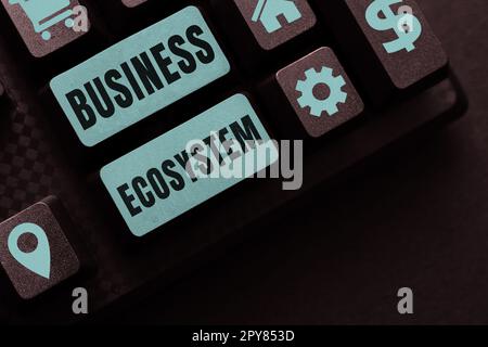 Schreiben mit Text Business Ecosystem. Wort für „Wachstumschancen im Unternehmen entwickeln und umsetzen“ Stockfoto