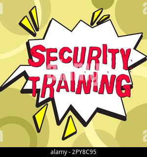 Textunterschrift zur Präsentation der Sicherheitsschulung. Geschäftsidee: Bereitstellung von Schulungen zum Sicherheitsbewusstsein für Endbenutzer Stockfoto