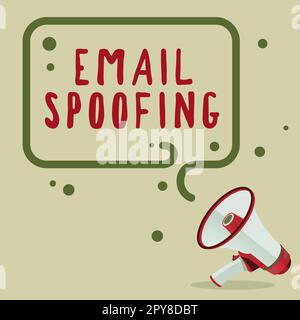 Signieren Sie mit E-Mail-Spoofing. Business Concept sichert den Zugriff und den Inhalt eines E-Mail-Kontos oder -Service Stockfoto