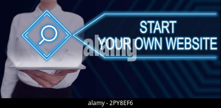 Handschriftlicher Text Erstellen Sie Ihre eigene Website. Unternehmensübersicht dient als Erweiterung einer Visitenkarte eine persönliche Website Stockfoto