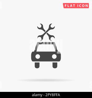 Autoservice. Einfaches flaches schwarzes Symbol mit Schatten auf weißem Hintergrund. Piktogramm zur Vektordarstellung Stockfoto