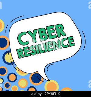 Schild mit Cyber Resilience (Cyber-Widerstandsfähigkeit). Ein Wort, das zeigt, wie gut ein Unternehmen einen Cyberangriff bewältigen kann Stockfoto