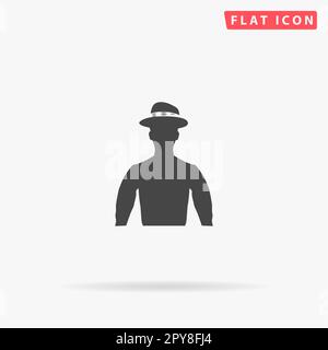 Cowboy. Einfaches flaches schwarzes Symbol mit Schatten auf weißem Hintergrund. Piktogramm zur Vektordarstellung Stockfoto