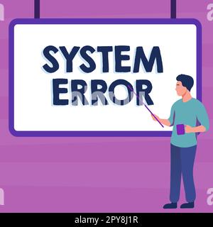 Inspiration zeigt Systemfehler an. Konzept, das technologischen Fehler bedeutet Softwarekollaps Datenverlust Stockfoto