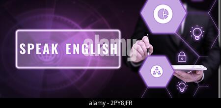 Textunterschrift mit englischen Sprachkenntnissen. Word for Study eine weitere Fremdsprache Online-Sprachkurse Stockfoto