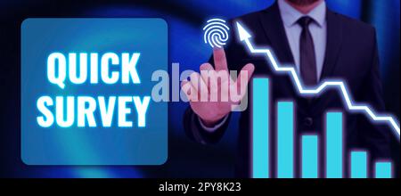 Textzeichen mit Schnellübersicht. Internetkonzept Führen Sie eine schnelle Überprüfung der Zustandssituation von etwas durch Stockfoto