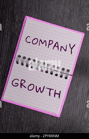 Schild mit Unternehmenswachstum. Geschäftsidee eine langfristige Phase, in der sich das Unternehmen für eine Expansion qualifiziert Stockfoto