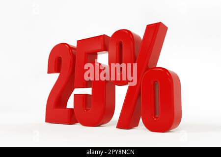 3D-Rendering eines Sixty-Prozent-Symbols auf weißem Hintergrund Stockfoto