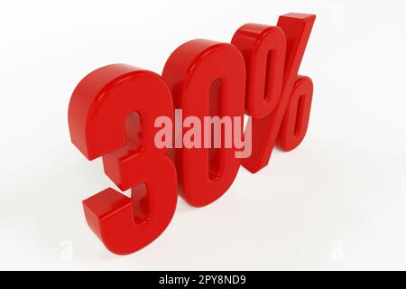 3D-Rendering eines Sixty-Prozent-Symbols auf weißem Hintergrund Stockfoto