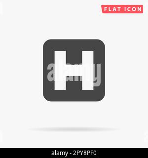 Krankenhaus. Einfaches flaches schwarzes Symbol mit Schatten auf weißem Hintergrund. Piktogramm zur Vektordarstellung Stockfoto