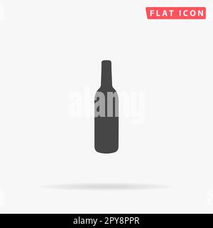 Schnapsflasche. Einfaches flaches schwarzes Symbol mit Schatten auf weißem Hintergrund. Piktogramm zur Vektordarstellung Stockfoto