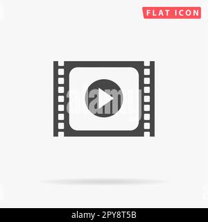 Einfacher Media Player. Einfaches flaches schwarzes Symbol mit Schatten auf weißem Hintergrund. Piktogramm zur Vektordarstellung Stockfoto