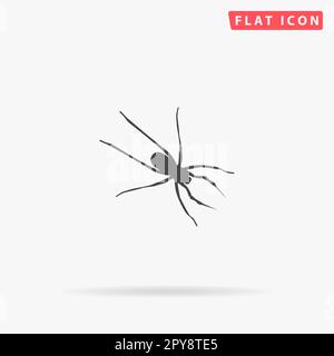 Die Spinne. Einfaches flaches schwarzes Symbol mit Schatten auf weißem Hintergrund. Piktogramm zur Vektordarstellung Stockfoto
