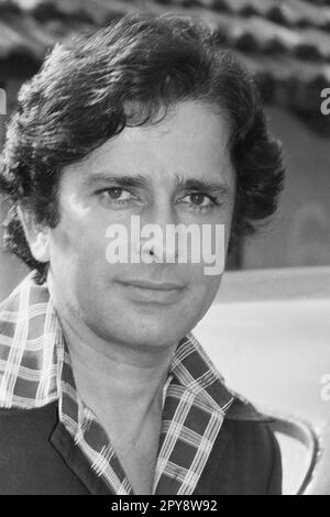 Indische alte 1980er Jahre Schwarzweiß-bollywood-Kino hindi Filmschauspieler, Indien, Shashi Kapoor, indischer Schauspieler, indischer Filmproduzent, Indien Stockfoto