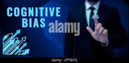 Schrift zeigt Text kognitive Vorurteile an. Betriebswirtschaftliche Ubersicht psychische Behandlung psychischer Störungen Stockfoto