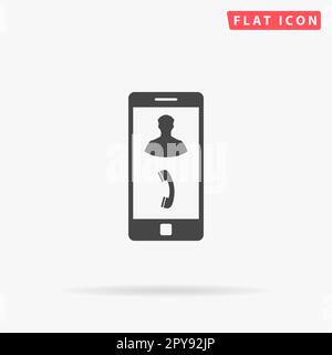 Vector Phone eingehender Anruf. Einfaches flaches schwarzes Symbol mit Schatten auf weißem Hintergrund. Piktogramm zur Vektordarstellung Stockfoto