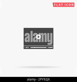 Videoplayer für das Internet. Einfaches flaches schwarzes Symbol mit Schatten auf weißem Hintergrund. Piktogramm zur Vektordarstellung Stockfoto