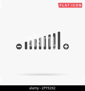 Lautstärkeregelung. Einfaches flaches schwarzes Symbol mit Schatten auf weißem Hintergrund. Piktogramm zur Vektordarstellung Stockfoto