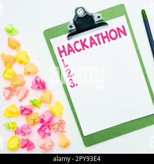 Konzeptunterschrift Hackathon. Business Approach Event, bei dem eine große Anzahl von Personen an der Programmierung beteiligt ist Stockfoto