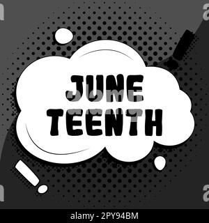 Das Schild zeigt den zehnten Juni. Geschäftsbegriff gesetzlicher Feiertag in den Vereinigten Staaten zum Gedenken an das Ende der Sklaverei in den USA Stockfoto