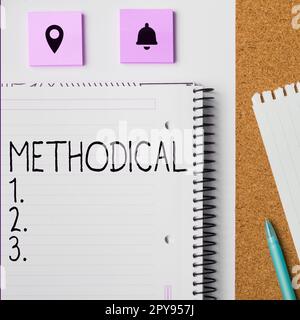 Textbeschriftung mit methodischer Darstellung. Methodensystem für Geschäftsideen, das in einer Studie oder einer Aktivität verwendet wird Stockfoto