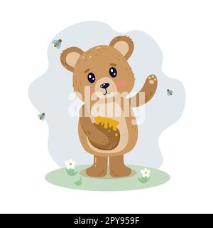 Süße Bärenfigur, Vektorgrafik im flachen Stil Stock Vektor