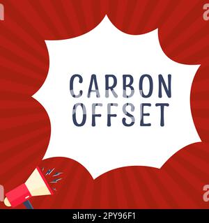 Konzeptionelle Überschrift Kohlenstoff-Offset. Internet-Konzept zur Verringerung der Emissionen von Kohlendioxid oder anderen Gasen Stockfoto