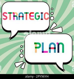 Textüberschrift mit Strategieplan. Unternehmen präsentieren Einen Prozess, bei dem Strategien definiert und Entscheidungen getroffen werden Stockfoto