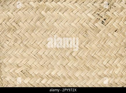 Weiße gewebte Bambusmatte. Horizontaler Hintergrund Stockfoto