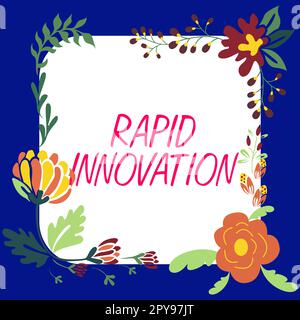 Textunterschrift für schnelle Innovationen. Internetkonzept, das charakteristisch für eine Website ist, die Suchmaschinenalgorithmen verwendet Stockfoto
