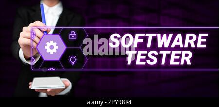 Handschrift Text Software Tester. Internet-Konzept zum Schutz von Software vor böswilligen Angriffen implementiert Stockfoto