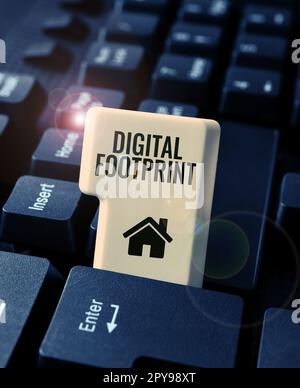 Text, der Inspiration Digital Footprint zeigt. Word, das auf geschrieben wurde, verwendet digitale Technologie für den Fertigungsprozess Stockfoto