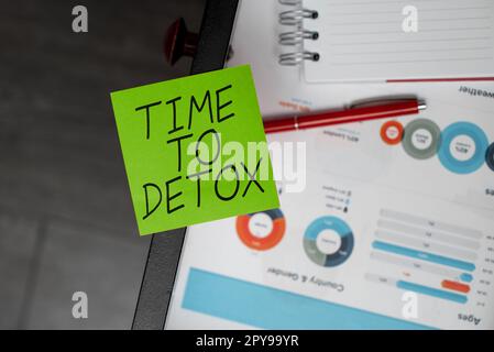 Zeit für die Handschrift von Detox. Internet-Konzept-Moment für Ernährung Gesundheit Suchtbehandlung Cleanse Stockfoto