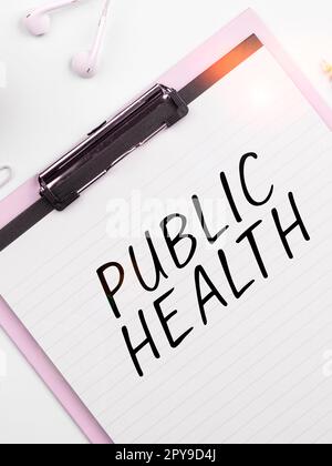 Konzeptunterschrift Public Health. Unternehmensübersicht Förderung einer gesunden Lebensweise für die Gemeinde und ihre Menschen Stockfoto