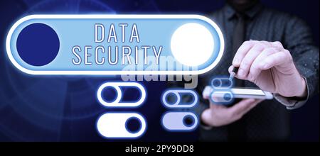 Schild mit Anzeige der Datensicherheit. Business Showcase Disclosure Disk Encryption Backups Password Shielding Stockfoto