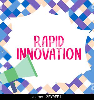 Textunterschrift für schnelle Innovationen. Business-Showcase-Eigenschaft einer Website, die Suchmaschinenalgorithmen verwendet Stockfoto