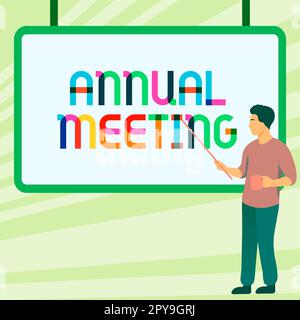 Konzeptdarstellung Jahrestagung. Business Showcase jährliche Zusammenkunft interessierter Aktionäre einer Organisation Stockfoto