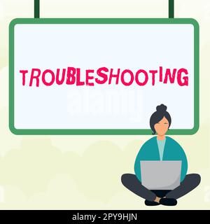 Handgeschriebenes Schild Fehlerbehebung. Internet-Konzept eine Untersuchung oder Behandlung der Probleme ist aufgetreten Stockfoto