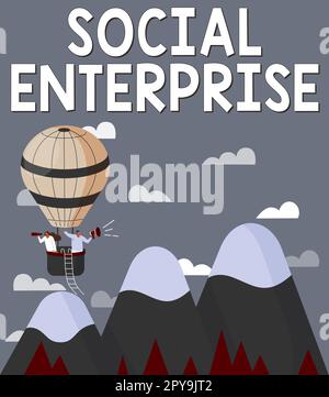 Textüberschrift für Social Enterprise. Konzeptfotogeschäft, das auf sozial verantwortliche Weise Geld verdient Stockfoto