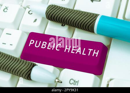 Handschriftliches Schild Public Health. Internetkonzept zur Förderung einer gesunden Lebensweise für die Gemeinschaft und ihre Menschen Stockfoto